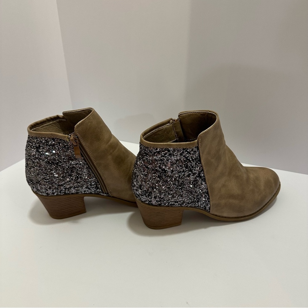 Stylish Tan and Silver Ankle Boots